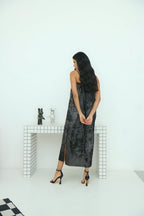 Shadow of Sequin Shimmer Black Maxi Dress