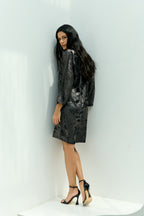 Shadow of Sequin Shimmer Black Short Kaftan Dress