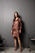 Shadow of Sequin Shimmer French Beige Short Kaftan Dress