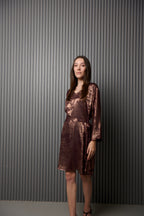 Shadow of Sequin Shimmer French Beige Short Kaftan Dress