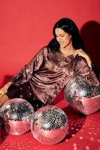 Shadow of Sequin Shimmer French Beige Short Kaftan Dress