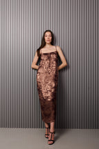 Shadow of Sequin Shimmer French Beige Maxi Dress