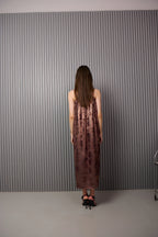 Shadow of Sequin Shimmer French Beige Maxi Dress