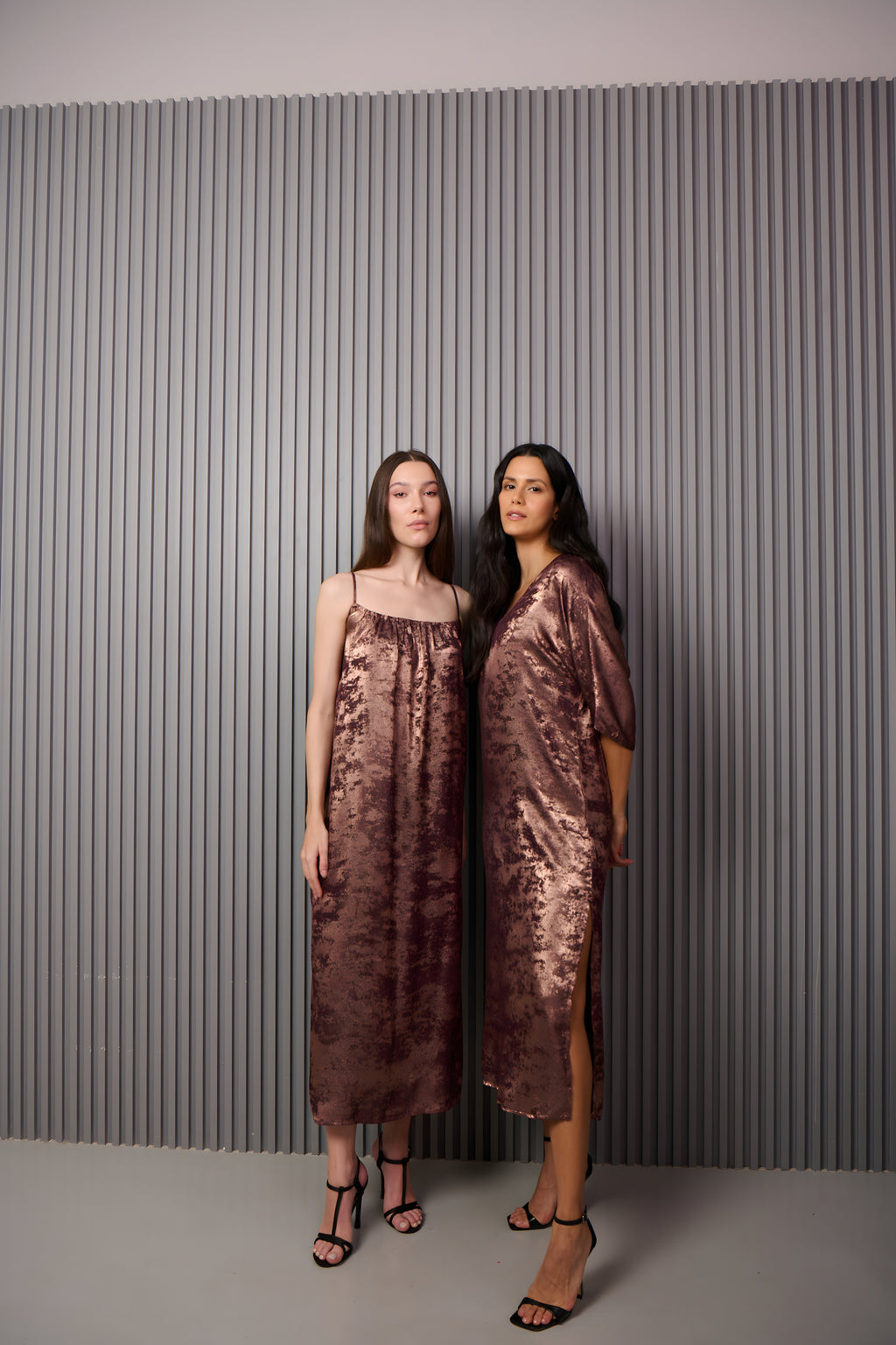 Shadow of Sequin Shimmer French Beige Maxi Dress