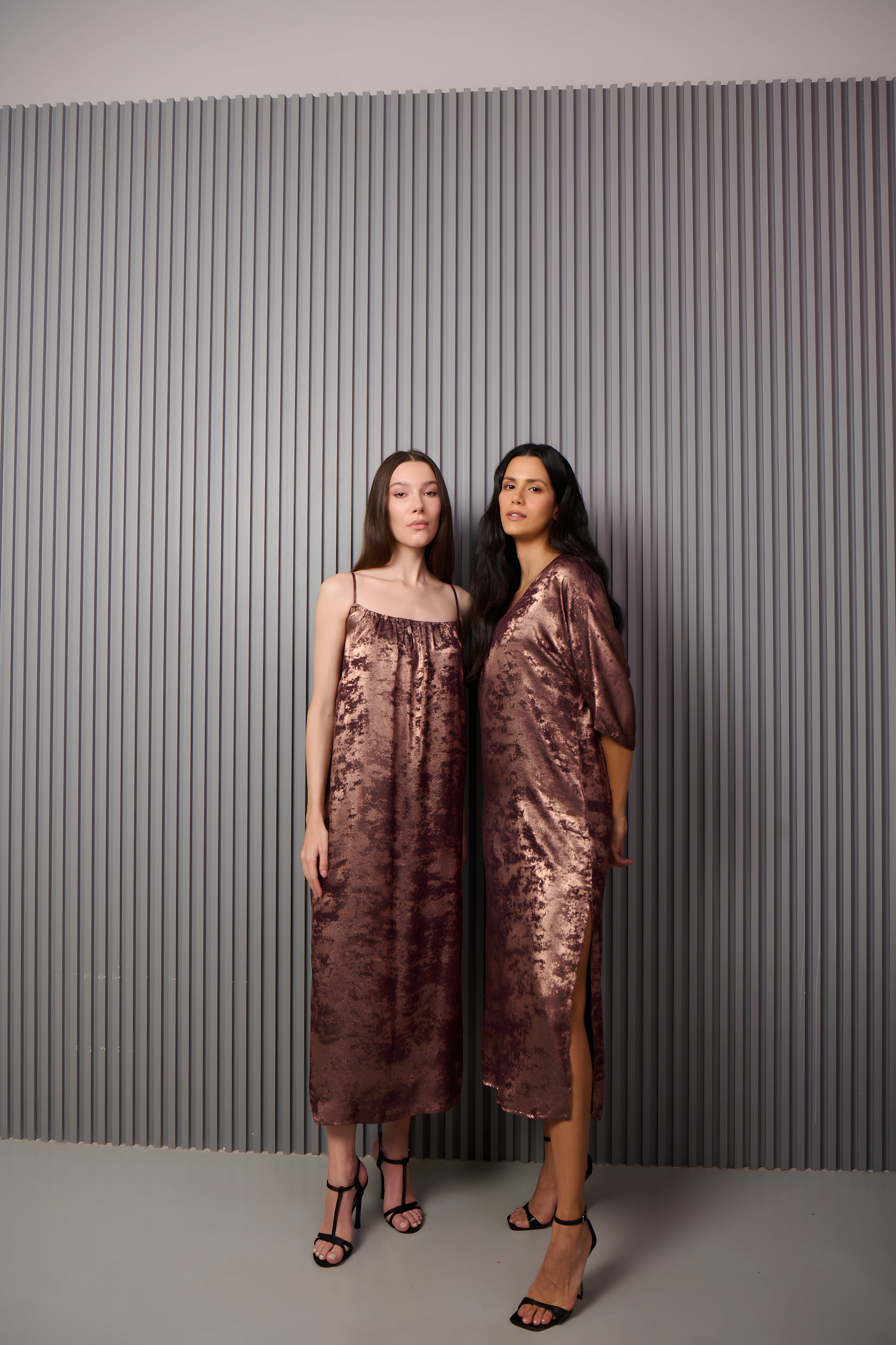 Shadow of Sequin Shimmer French Beige Maxi Dress