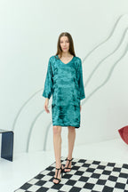 Shadow of Sequin Shimmer Blue Short Kaftan Dress