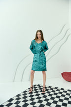 Shadow of Sequin Shimmer Blue Short Kaftan Dress