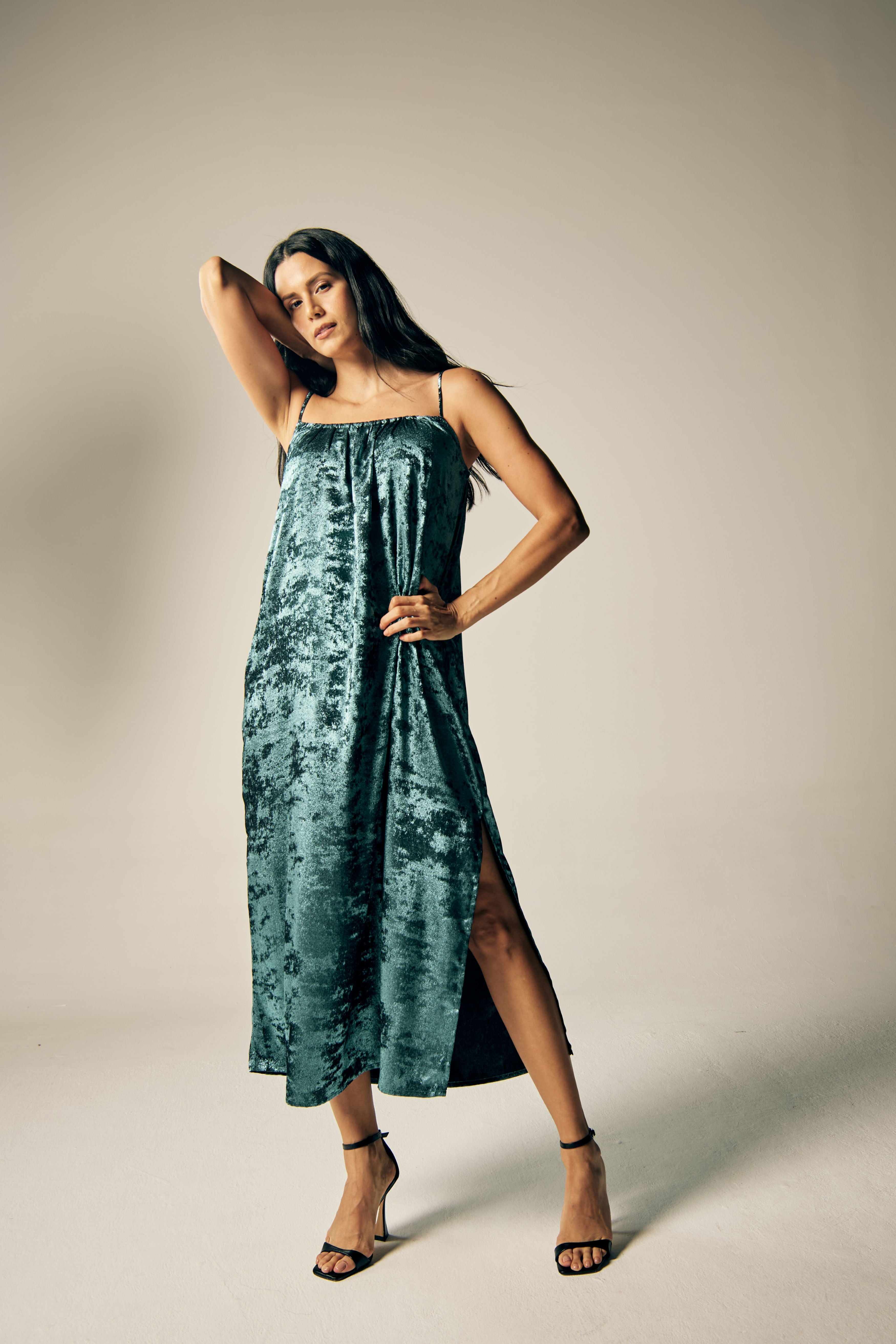 Shadow of Sequin Shimmer Blue Maxi Dress