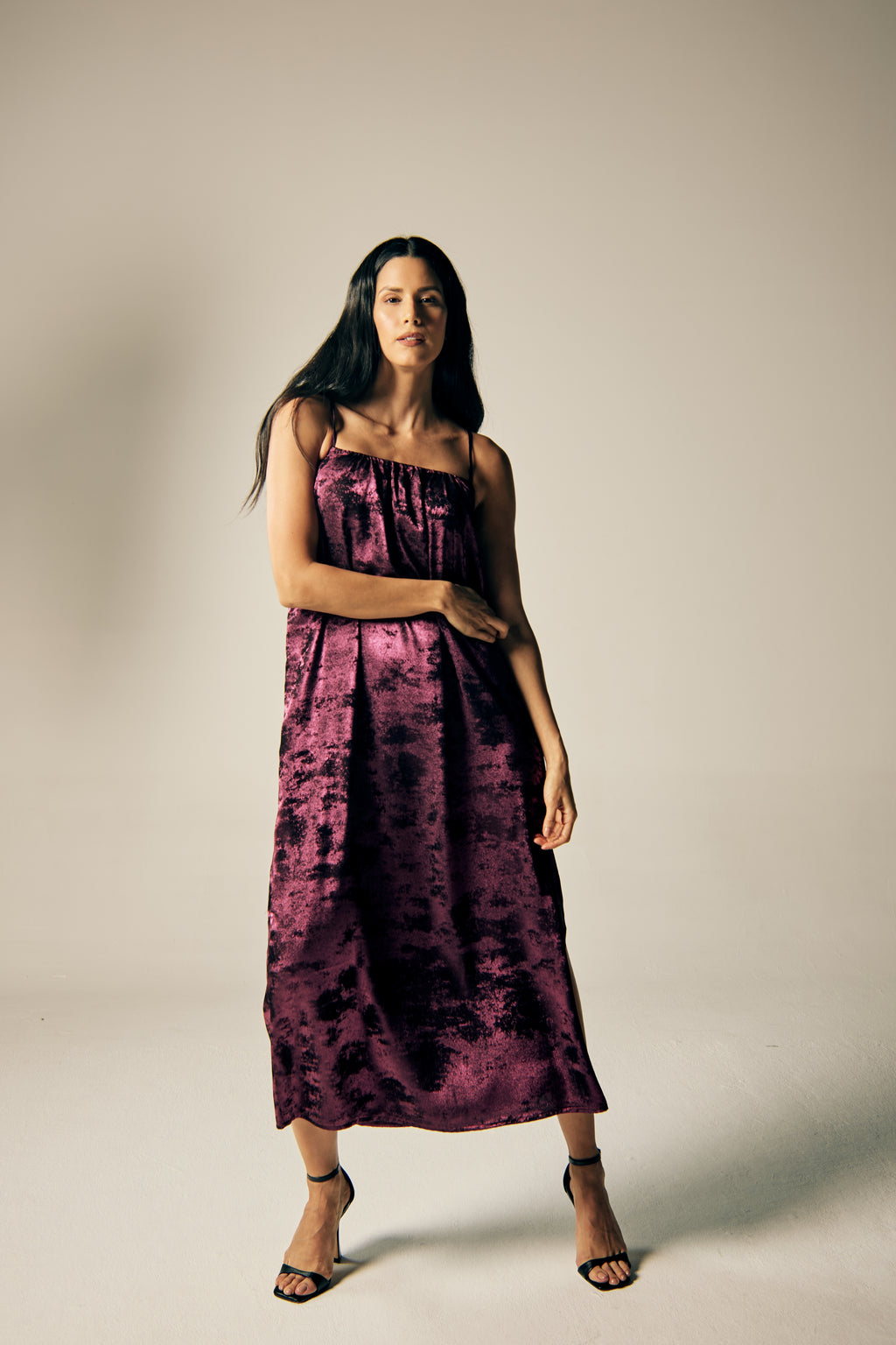 Shadow of Sequin Shimmer Magenta Purple Maxi Dress