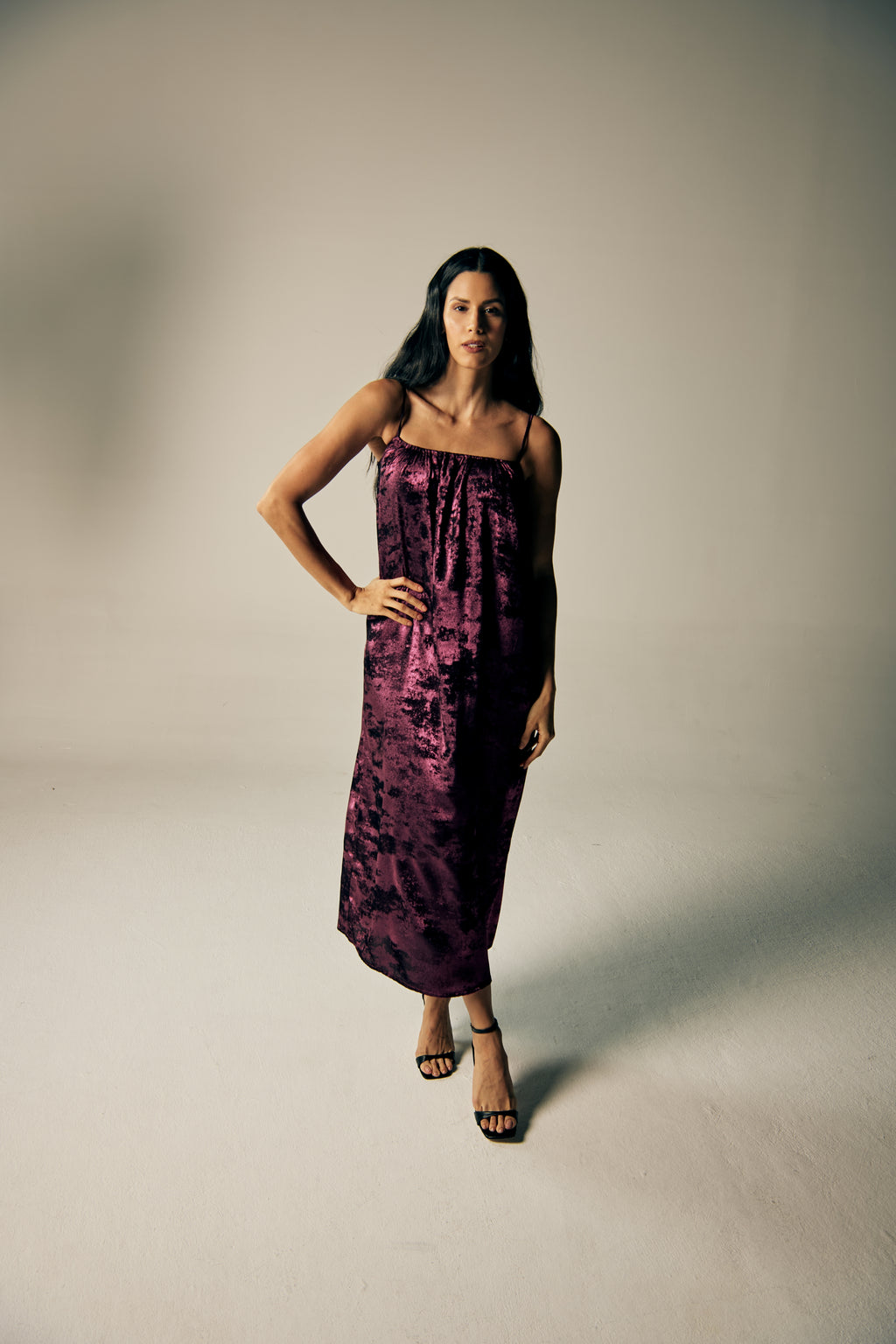 Shadow of Sequin Shimmer Magenta Purple Maxi Dress
