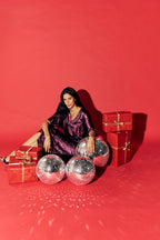 Shadow of Sequin Shimmer Magenta Purple Long Kaftan with Side Slit