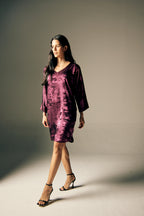 Shadow of Sequin Shimmer Magenta Purple Short Kaftan Dress