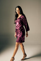 Shadow of Sequin Shimmer Magenta Purple Short Kaftan Dress