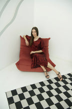 Shadow of Sequin Shimmer Red Long Kaftan with Side Slit