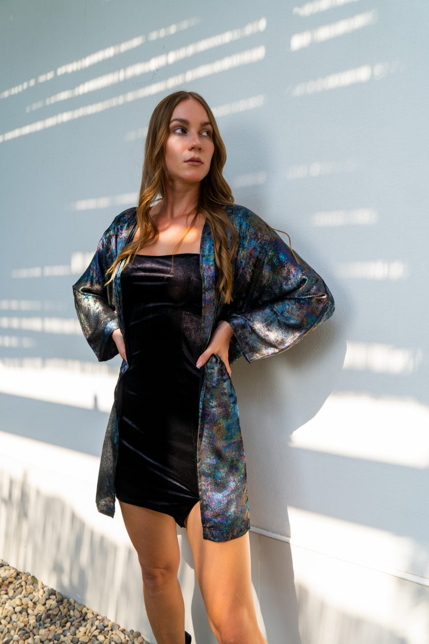 Shadow Of Sequin Short Kimono Dress-1
