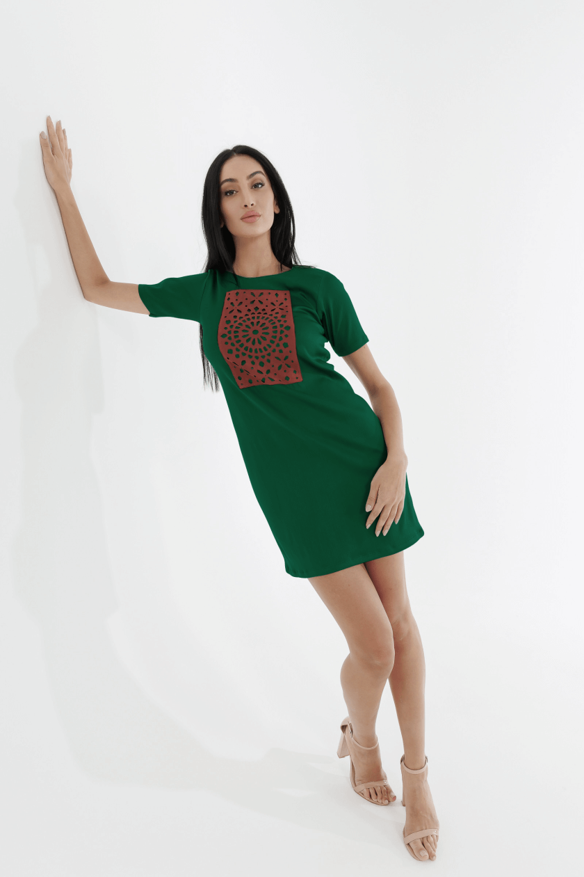 Mirage Mini Dress With Laser Cut Detail-2