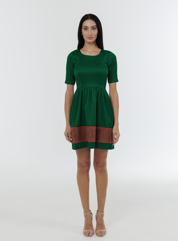 Mirage Pleated Mini Dress With Laser Cut Detail-1