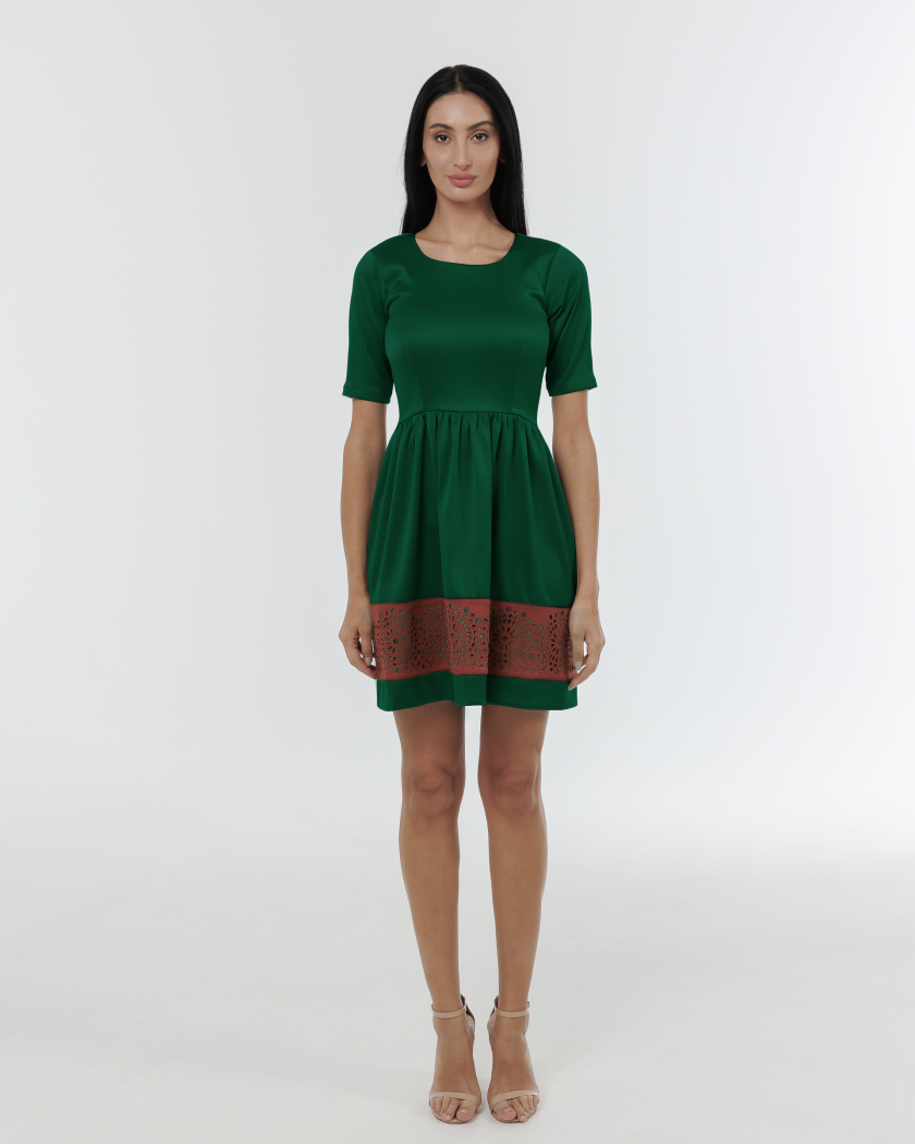 Mirage Pleated Mini Dress With Laser Cut Detail-1
