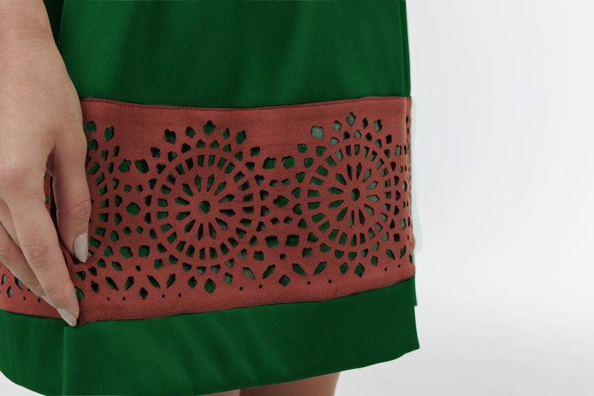 Mirage Pleated Mini Dress With Laser Cut Detail - Image 3