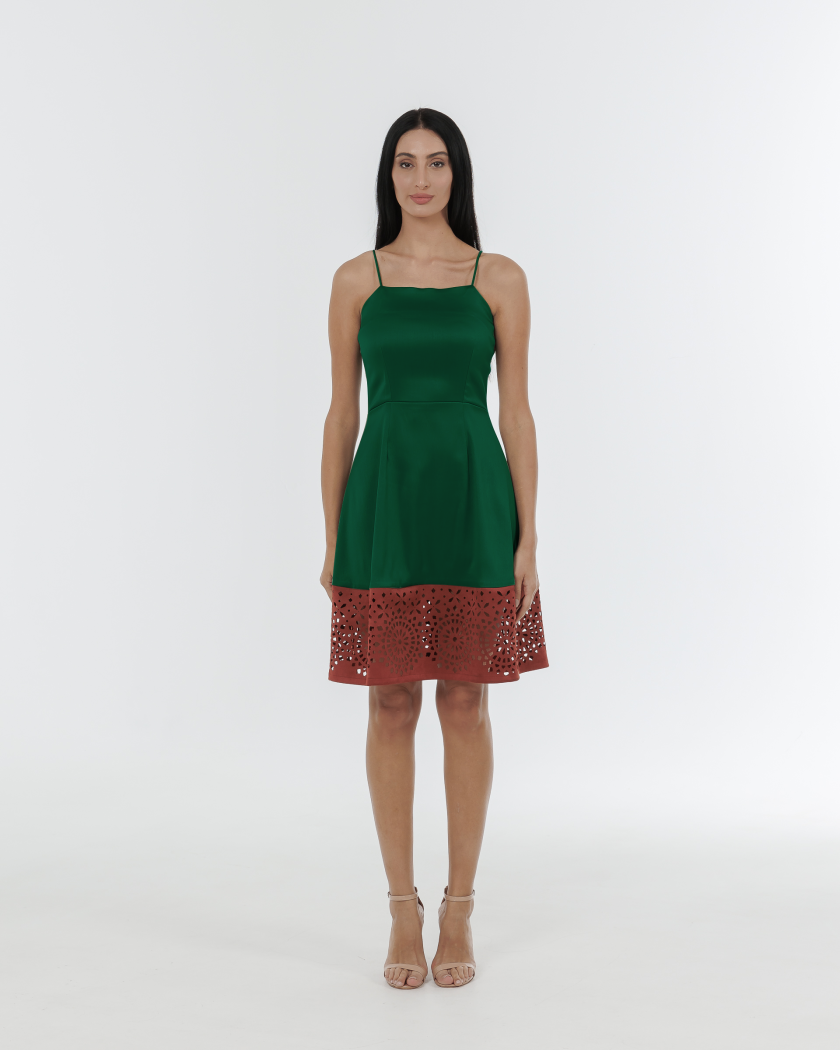 Mirgage Spaghetti Strap Midi Dress With Laser Cut Detail-1