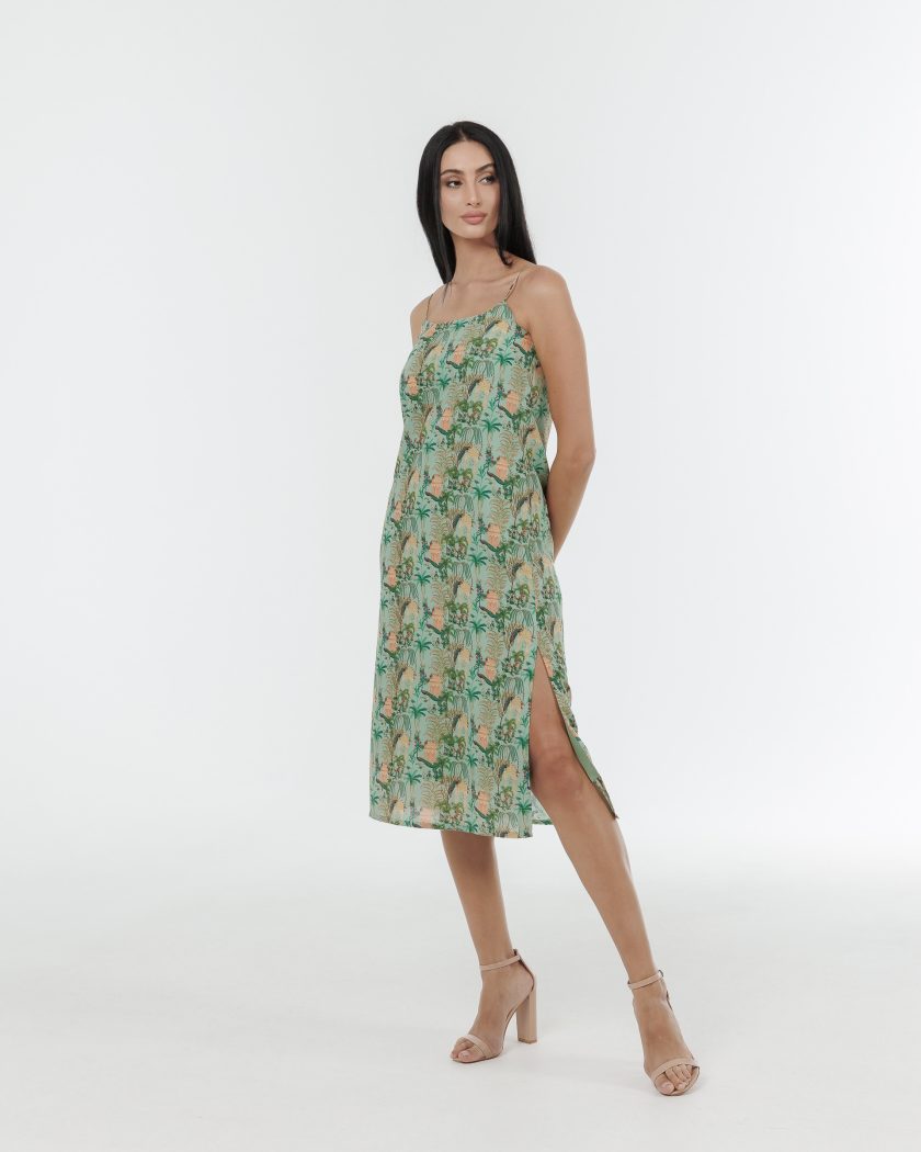 Nature Unwrapped Printed Long Slip Dress With Side Slit-1