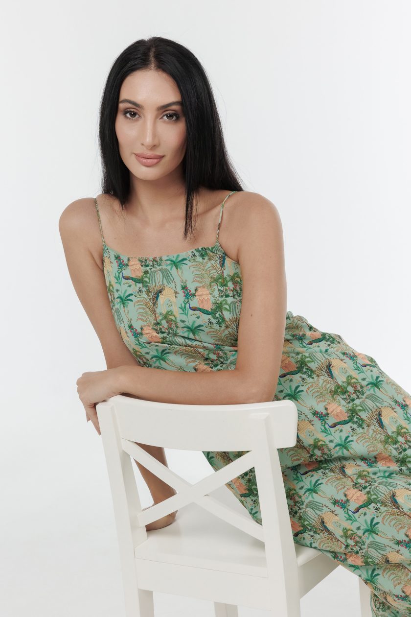 Nature Unwrapped Printed Long Slip Dress With Side Slit - Image 3