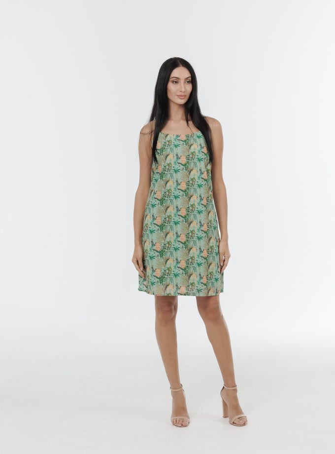 Nature Unwrapped Spaghetti Strap Printed Short Dress With Side Slit-1