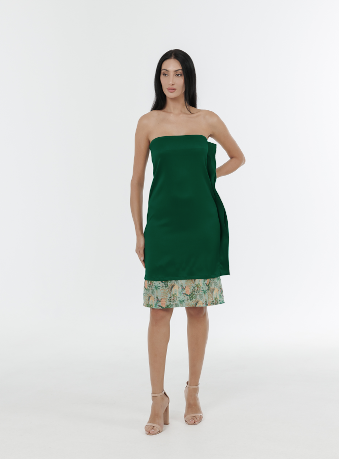 Nature Unwrapped Strap Less Dress With Peacock Print Detail-1