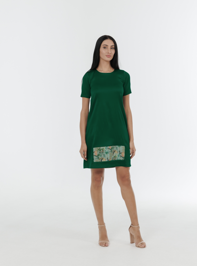 Nature Unwrapped Tunic Dress With Peacock Print Detail-1