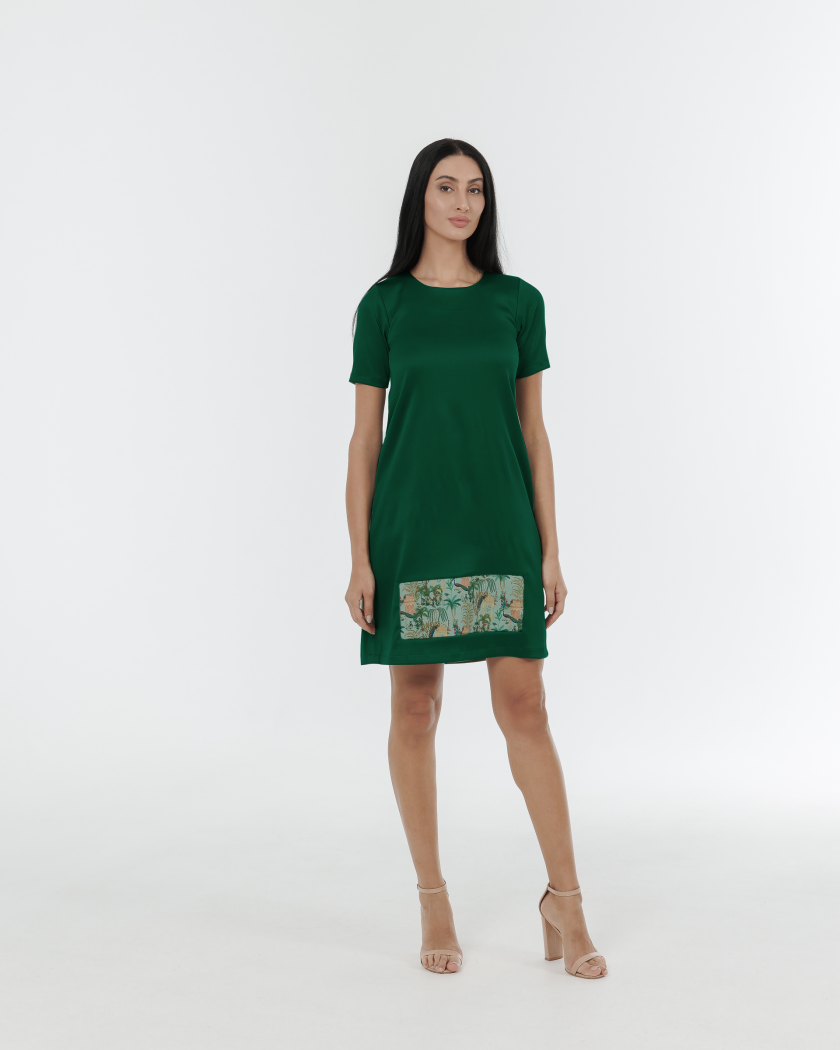Nature Unwrapped Tunic Dress With Peacock Print Detail-1