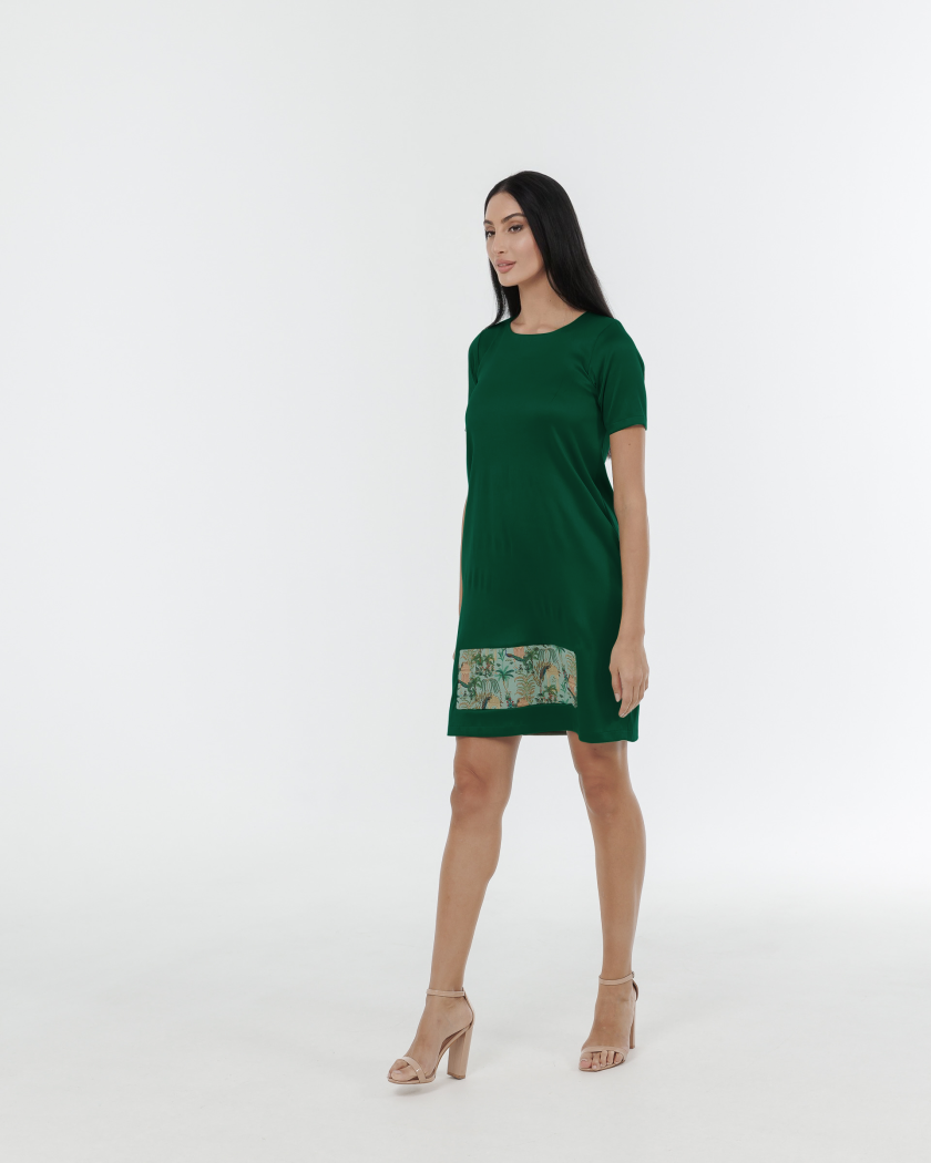 Nature Unwrapped Tunic Dress With Peacock Print Detail - Image 2