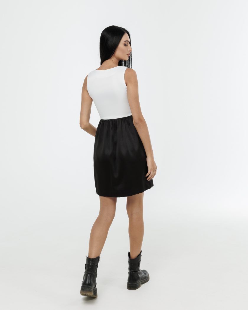 Pristine Sleeveless Pleated Mini Dress With Embroidery Detail - Image 4