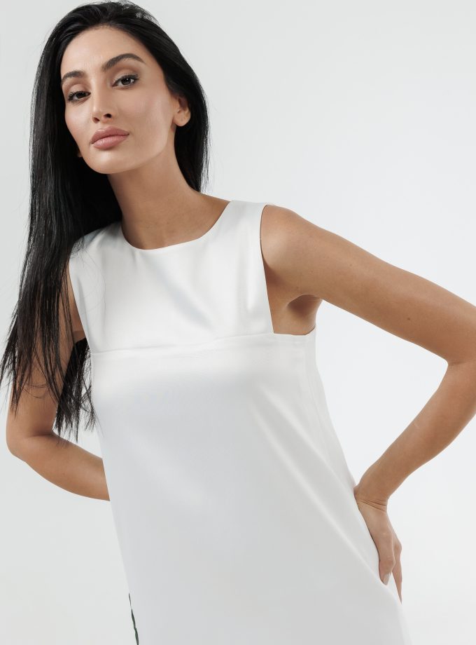 Pristine Sleevless Shift Dress With Embroidery Detail On Pocket-1