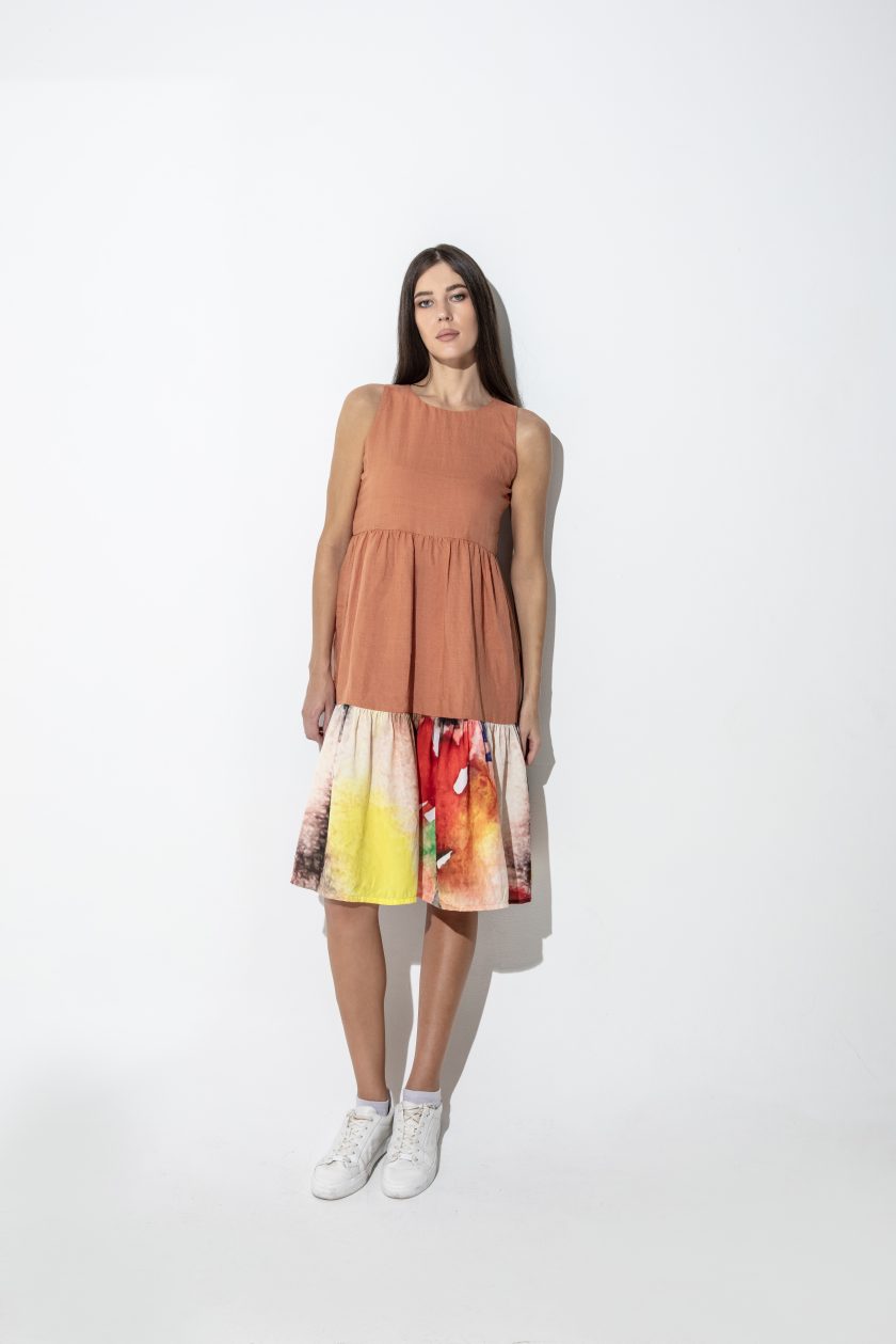 Zen Linen Sleeveless Tiered Mini Dress - Image 2