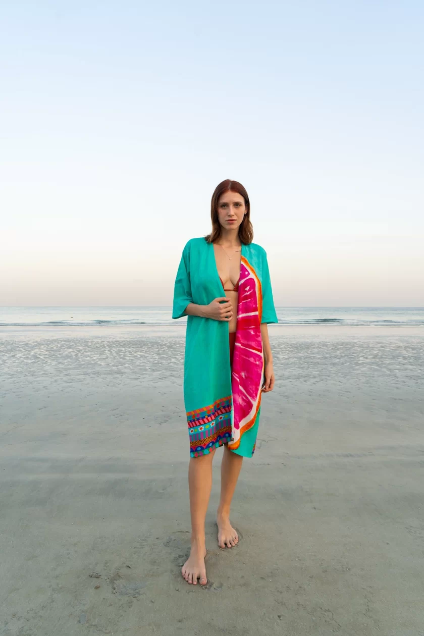 Mixed Motif Mid Length Kimono