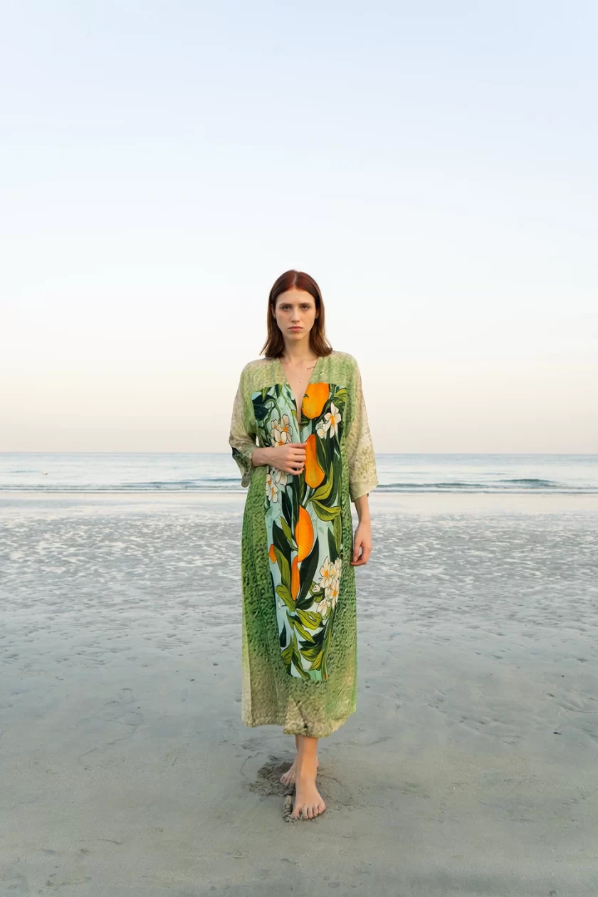 Orange Print Vintage Kimono