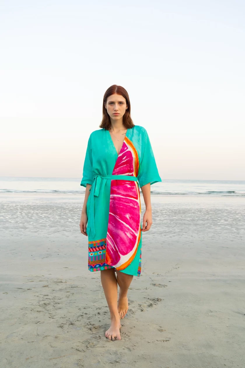 Mixed Motif Mid Length Kimono