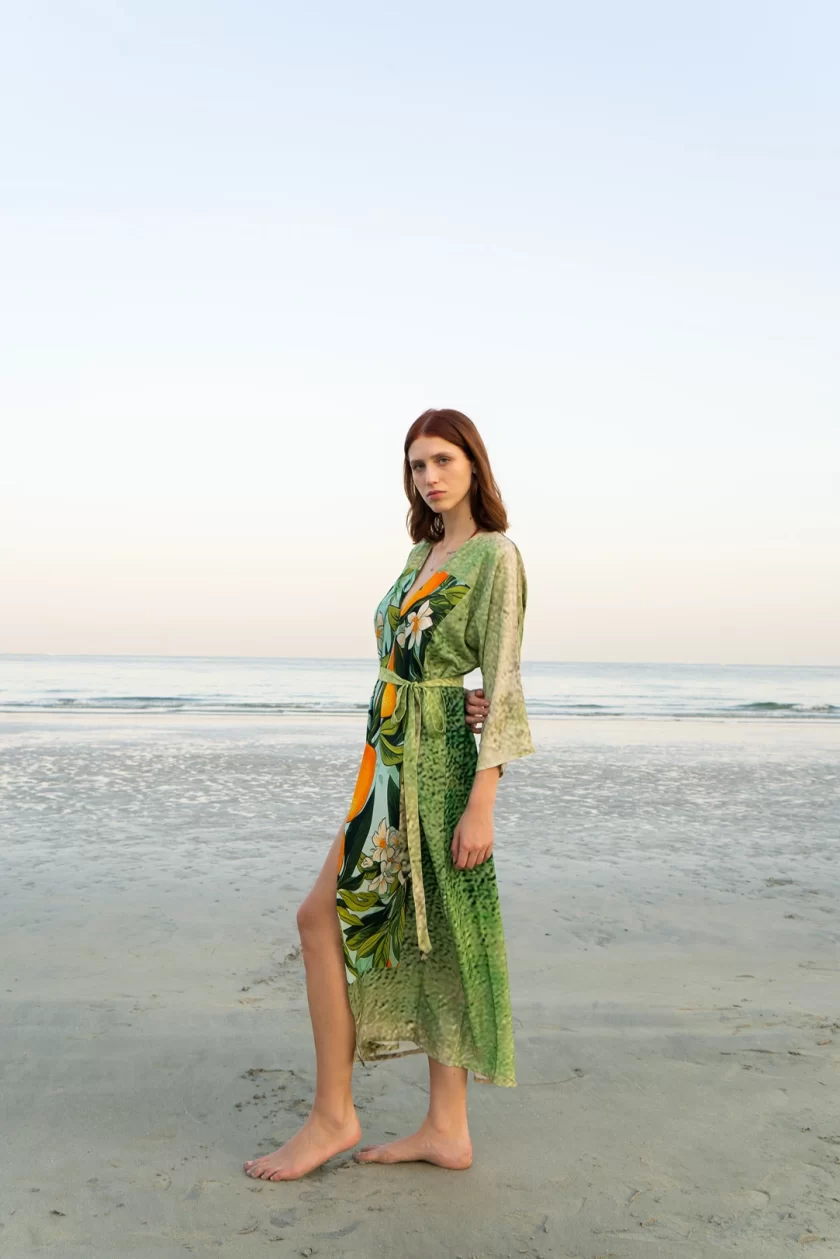 Orange Print Vintage Kimono - Image 4