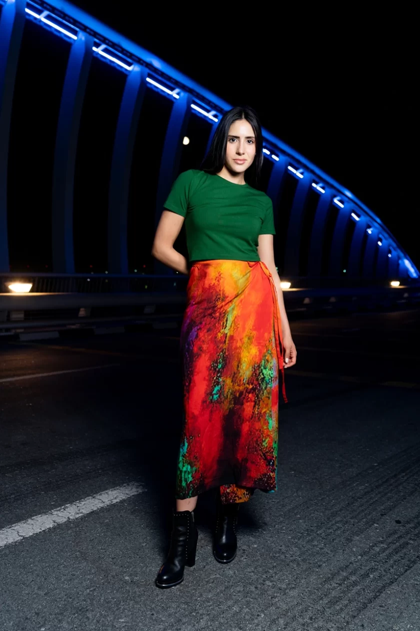 Abstract Print Wrap Skirt - Image 4